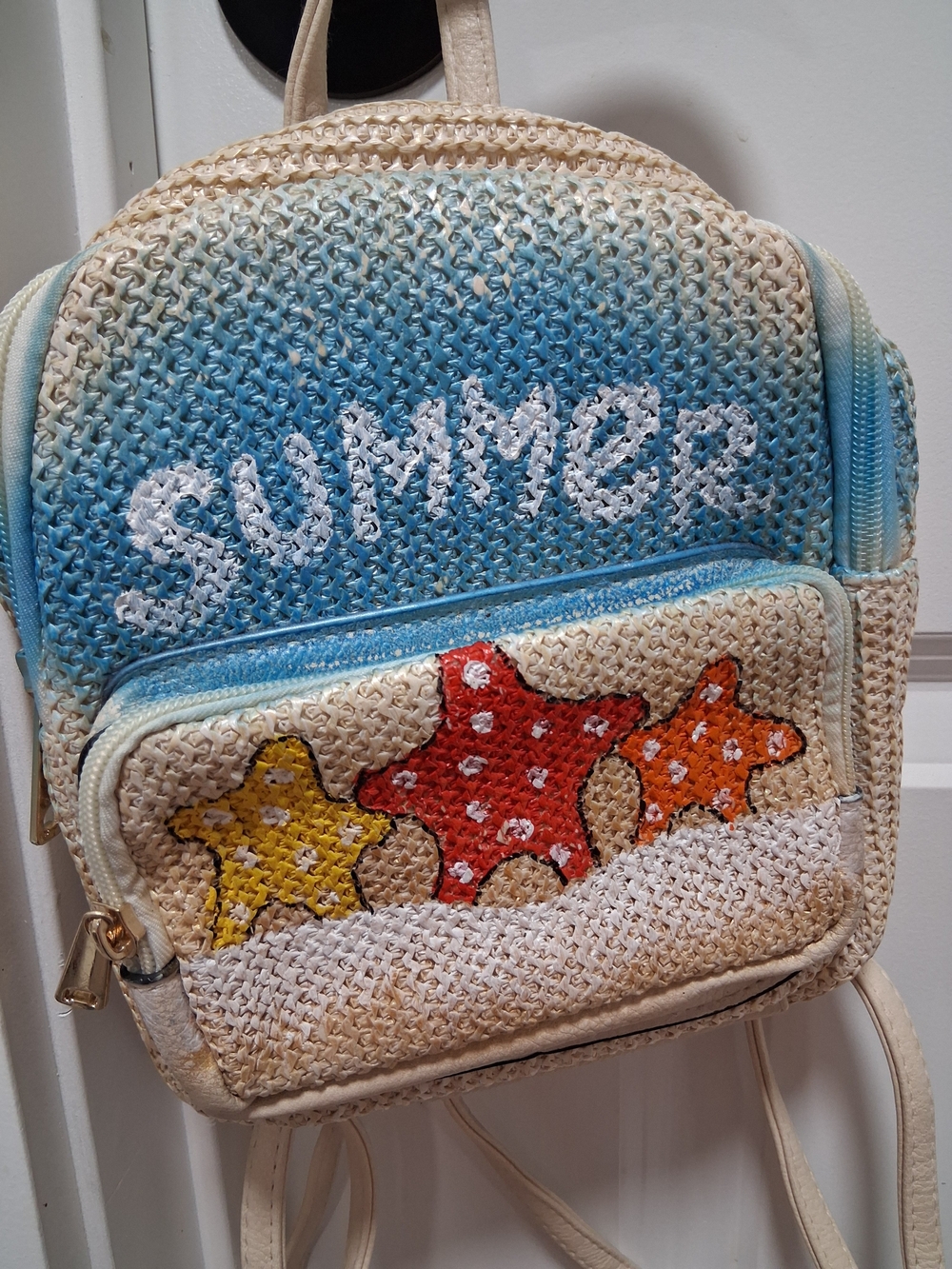 Mini Summer Starfish Backpack - Cream & Blue - Picture 2 of 6